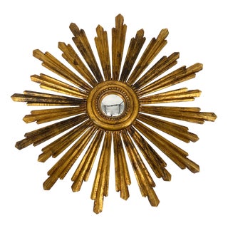 Gilded Wood Sun Mirror For Sale