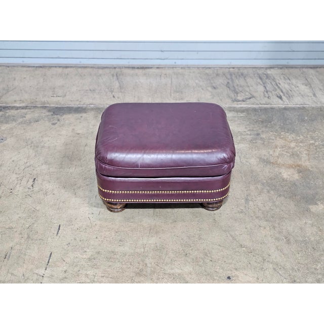 Late 20th Century Hancock & Moore Burgundy Leather Club Chair Arm Chair W Match Ottoman For Sale - Image 10 of 13