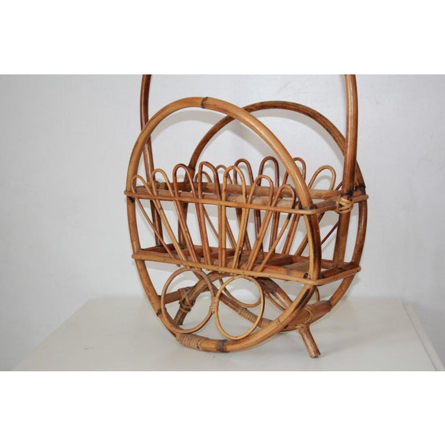 Wicker and Bamboo Porta Magazine Rack, 1960s For Sale - Image 9 of 16