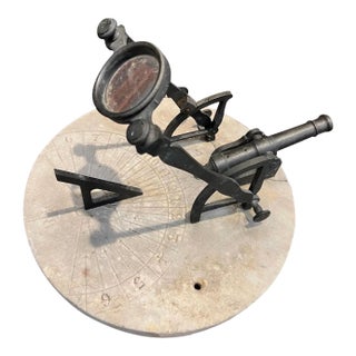 19th Century Solar Signal Cannon on Marble Sundial For Sale