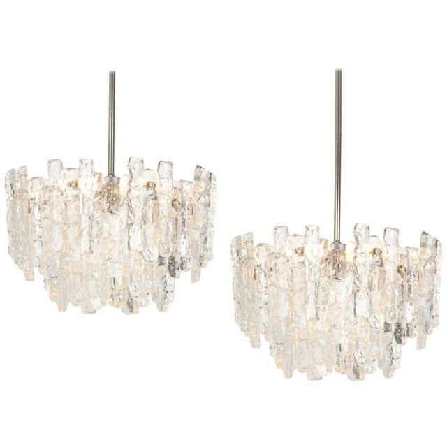 Large Austrian Murano Ice Glass Chandelier from Kalmar, 1960s For Sale - Image 13 of 13