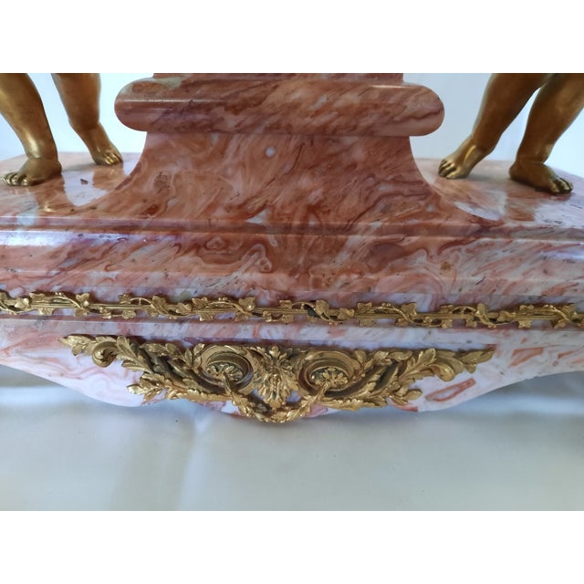 Mid 19th Century 19th Century French Louis XV Style Gilt Bronze & Pink Marble Cherub Mantel Clock by Tiffany & Co For Sale - Image 5 of 12