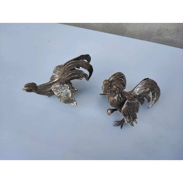 Silver Japanese Hen and Rooster Figurines, 1950s, Set of 2 For Sale - Image 8 of 10