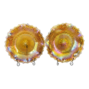 Indiana Tiara Glass Marigold Iridiscent Carnival Decorative Plate
