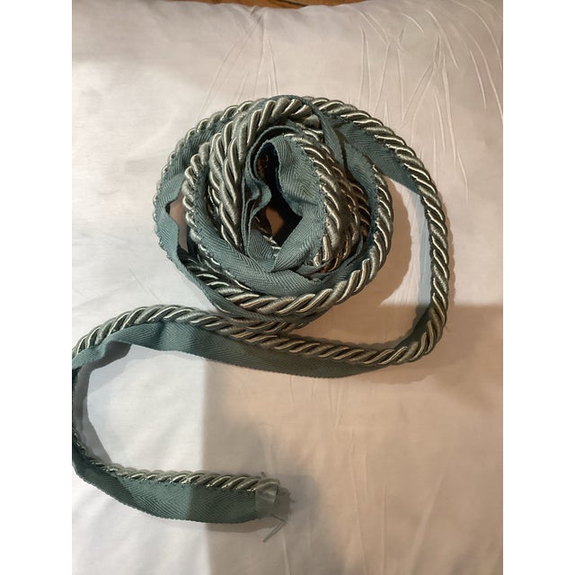 Beautiful sage green fabric with sage green cording. Measures 3 yards and 29 inches. Great for small projects.