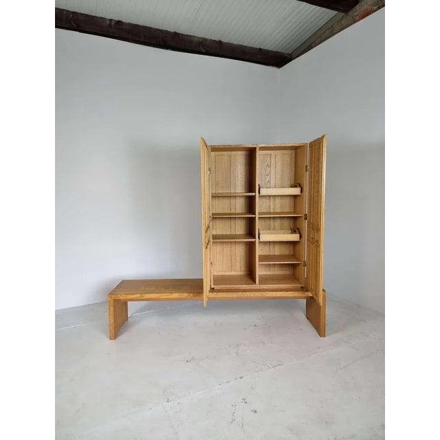 Brutalist Bench & Cabinet in Oak For Sale - Image 4 of 11