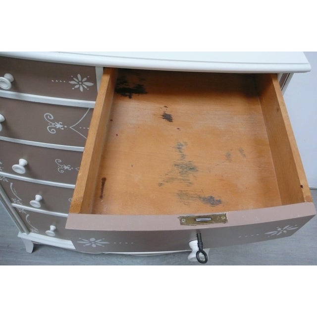 Wood Hand-Painted Chest of 6 Drawers, 1950 For Sale - Image 7 of 12