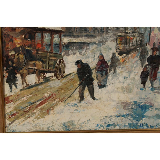 1960s Parisian Winter Scene Painting For Sale - Image 5 of 13