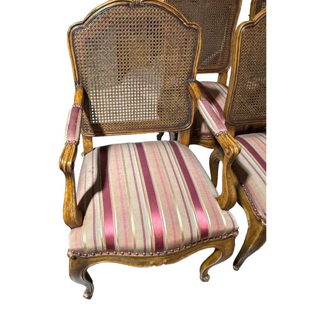 1980s Set of 8 Vintage Minton-Spidell Walnut French Provincial Dining Chairs For Sale - Image 5 of 11