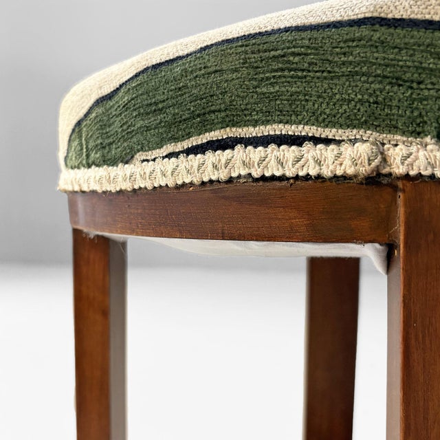 Italian Art Deco Round Ottomans in Fabric and Wood, 1930s, Set of 2 For Sale - Image 14 of 15