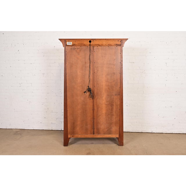 Ethan Allen Arts & Crafts Solid Cherry Wood Lighted Bookcase or Display Cabinet For Sale - Image 11 of 13