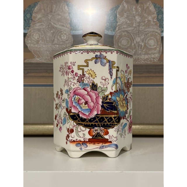 Early 20th Century Mason's Brocade Hexagonal Lidded Ironstone Tea Caddy / Jar For Sale - Image 16 of 18