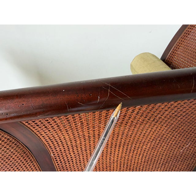 Hollywood Regency Style Baker Furniture “Milling Road” Mahogany Double Caned Settee For Sale - Image 11 of 12