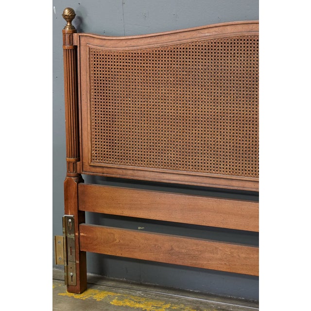 Mid 20th Century Henredon French Provincial Cane King Headboard – Louis XVI Style Walnut, Mid 20th Century American Fine Furniture For Sale - Image 5 of 8