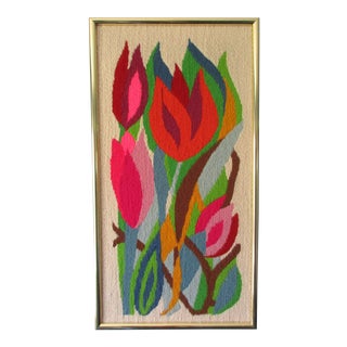 1970s Tulip Textile Wall Art For Sale