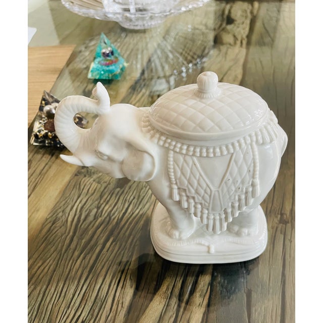 1970s 1970s Vintage Porcelain Andrea by Sadek Elephant Jar With Cover For Sale - Image 5 of 7