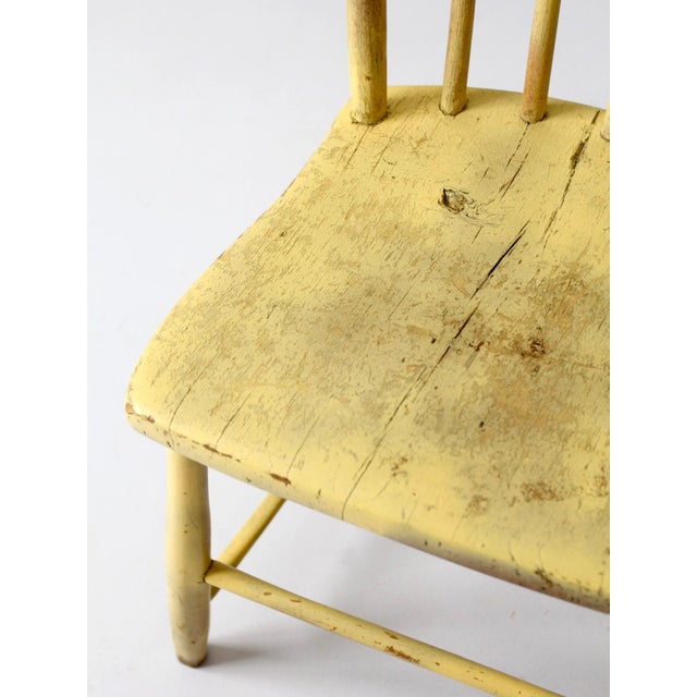 Antique Primitive Painted Plank Seat Chair For Sale - Image 11 of 12