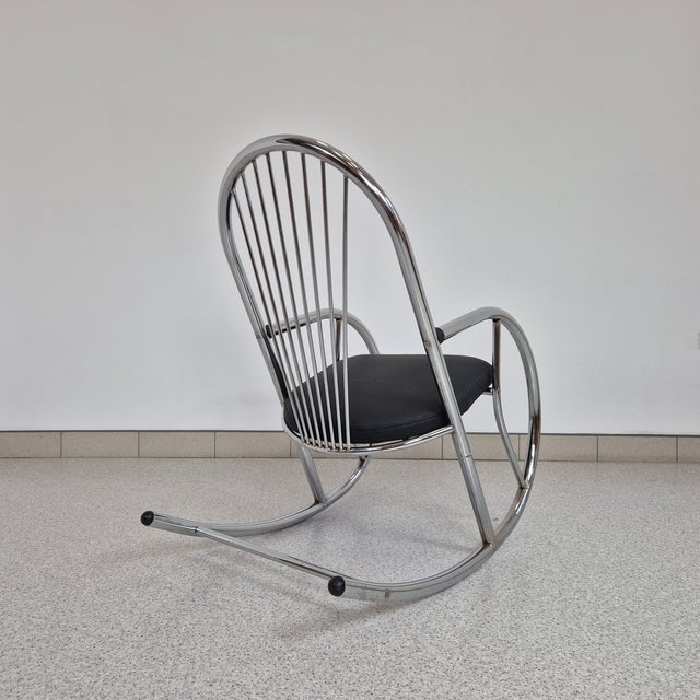 Bauhaus Rocking Chair in Chrome and Leather, 1960s For Sale - Image 4 of 11