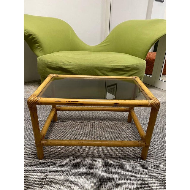 1970s Bamboo Coffee Table with Smoked Glass Top, 1960s For Sale - Image 5 of 5