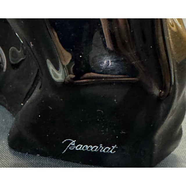 Black Baccarat Black Bull Figurine Large 6.5" Vintage Crystal Made in France Signed For Sale - Image 8 of 11