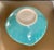 Modern Square Footed Studio Bowl With Turquoise Outside and Fish Scale Cream Inside Glaze For Sale - Image 4 of 6