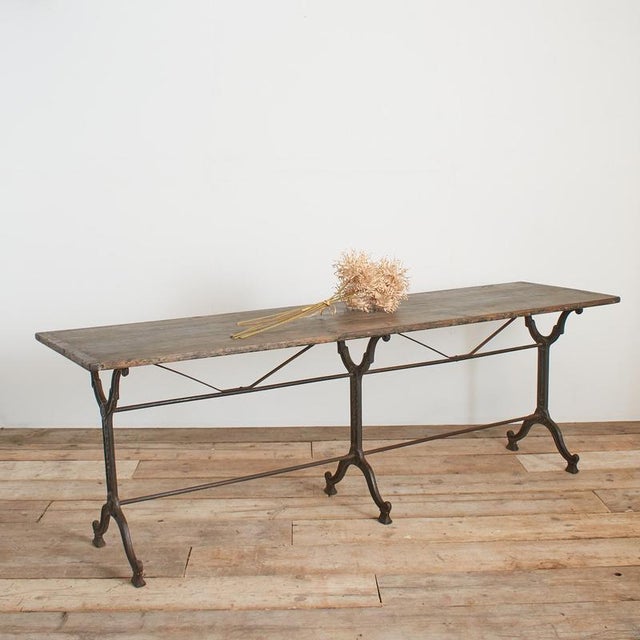 Antique French Cast Iron Bistro Table with Wooden Top, 1890s For Sale - Image 13 of 13