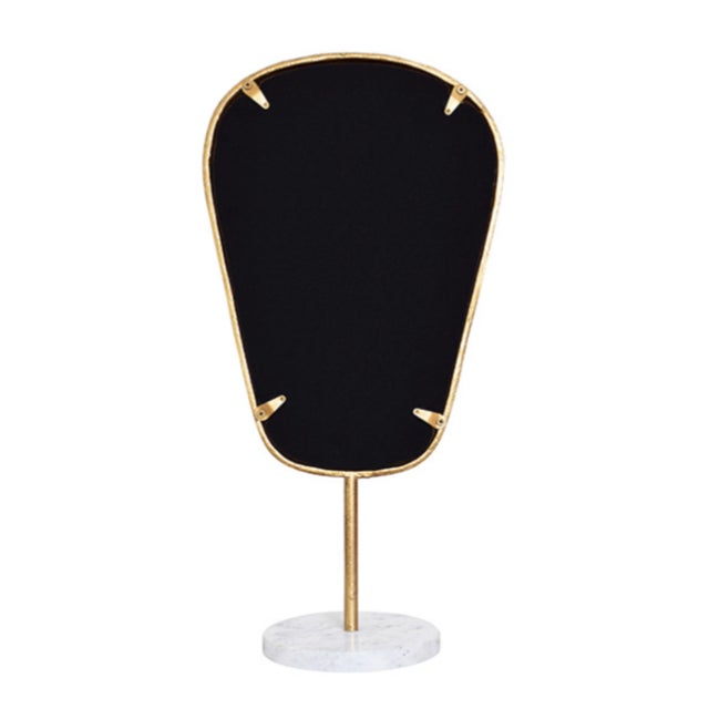 Worlds Away Matthew Izzo Home Large Micah Aged Gold Table Top Mirror on White Marble Base For Sale - Image 4 of 5