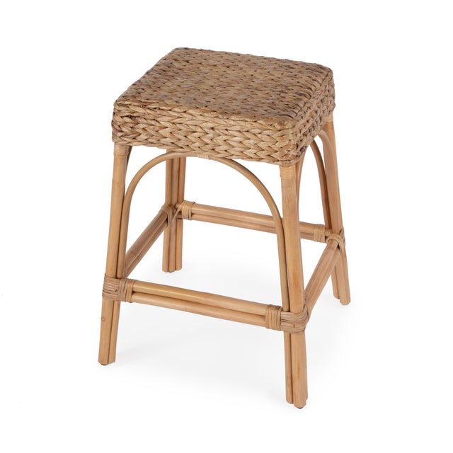 Wood Robias 24.5 in. Seat Height Rectangular Rattan and Water Hyacinth Counter Stool, Natural Hyacinth For Sale - Image 7 of 7
