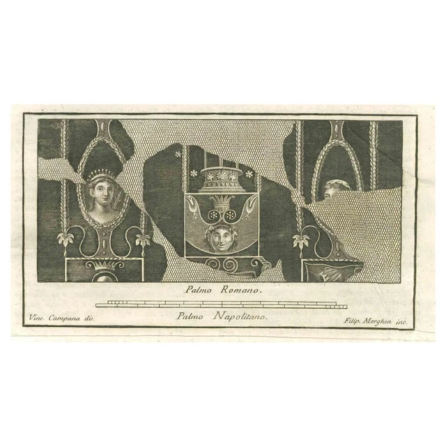 Filippo Morghen, Pompeian Fresco, Etching, 18th Century For Sale