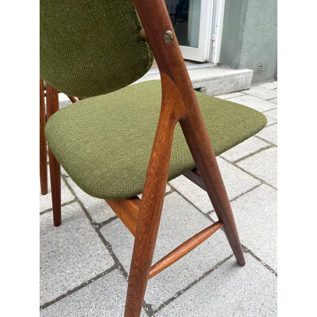 Forest Green Mid-Century Teak Chairs, Denmark, Set of 4 For Sale - Image 8 of 10