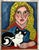 Impressionist Mid 20th Century Mid Century Portrait of a Cat With a Woman - Framed Oil on Canvas For Sale - Image 3 of 5