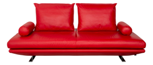 Red Leather Prado Two-Seater Sofa from Ligne Roset with Manual Function