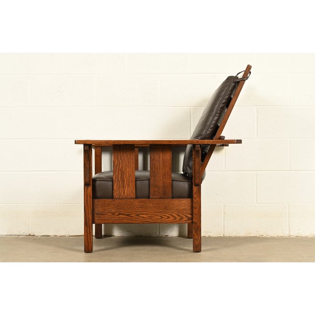 Lifetime Furniture Antique Mission Oak Arts & Crafts Reclining Morris Lounge Chair, Circa 1910 For Sale - Image 13 of 15