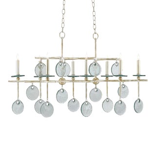 Currey & Company Sethos Silver Rectangular Chandelier For Sale