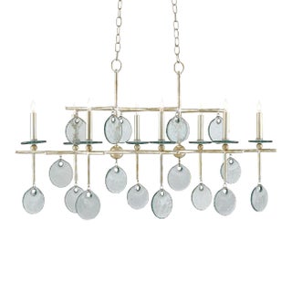 Currey & Company Sethos Silver Rectangular Chandelier For Sale