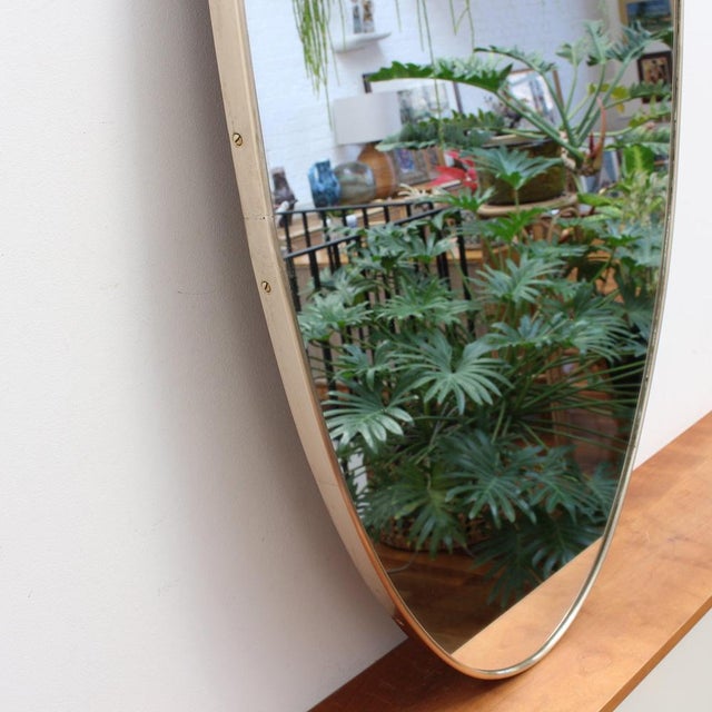 Metal Vintage Italian Wall Mirror with Brass Frame, 1950s For Sale - Image 7 of 15