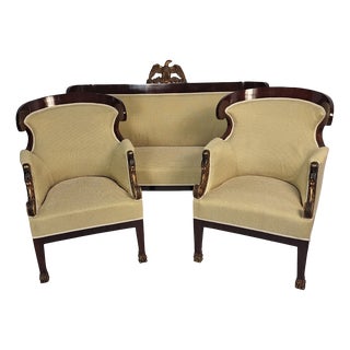 Viennese Biedermeier Sofa and Armchairs in Mahogany, 1810, Set of 3 For Sale