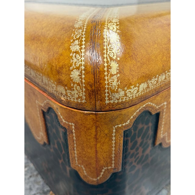 Maitland-Smith Leather Clad Storage Coffee Table, Vintage For Sale - Image 10 of 12