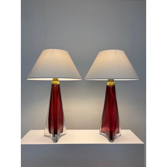 Orrefors Scandinavian Glass Table Lamps by Carl Fagerlund for Orrefors, 1960s, Set of 2 For Sale - Image 4 of 11
