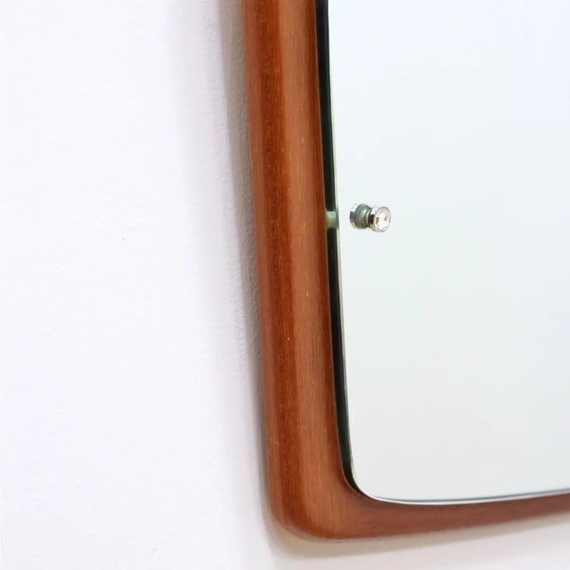 Mid-Century Modern Mid Century Teak Curved Landscape Mirror For Sale - Image 3 of 8