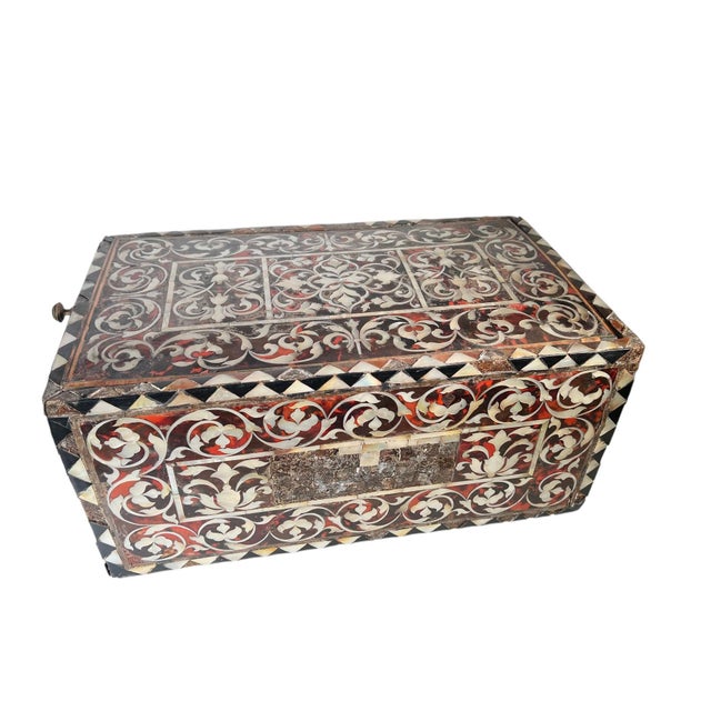Brown Mid 18th Century Spanish Colonial Faux Tortoiseshell and Mother of Pearl Box For Sale - Image 8 of 10