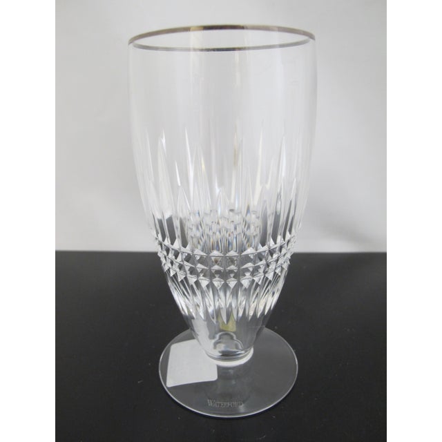 Waterford Crystal Lismore Diamond Platinum Iced Tea Glass Pair Unused in Box For Sale In Portland, OR - Image 6 of 9