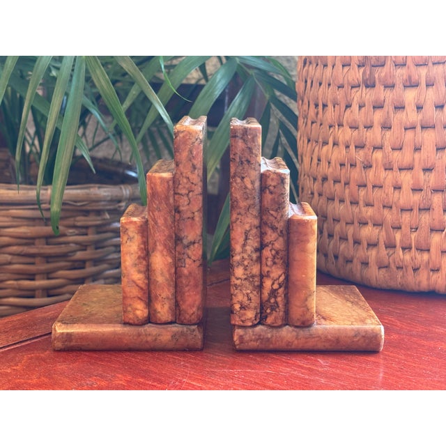 Stone Italian 1970s Alabaster Books Bookend Pair For Sale - Image 7 of 7