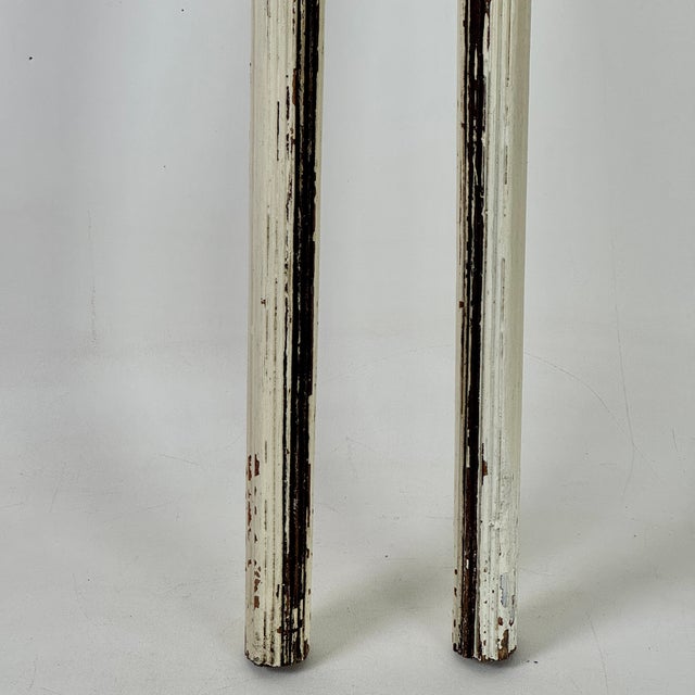 Wood Pair of Slender Antique Architectural Salvage Cylindrical Fluted & White Painted Wood Columns For Sale - Image 7 of 8