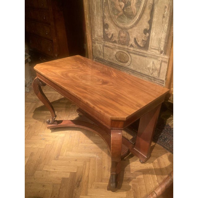 Italian Art Nouveau Wooden Console Table For Sale - Image 3 of 14