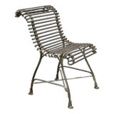 Antique Sauveur Arras French Wrought Cast Iron Spine Scrolling Garden Side Chair For Sale