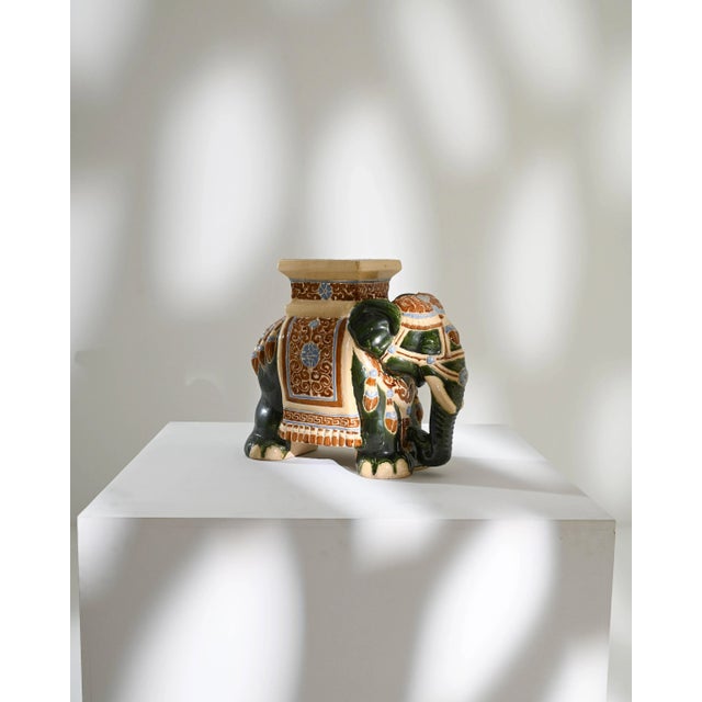 Celadon 1960s French Ceramic Elephant For Sale - Image 8 of 9