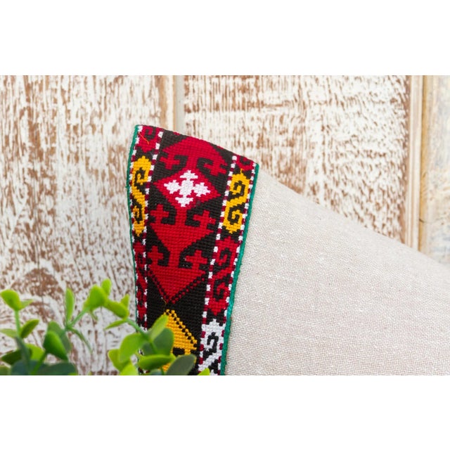 Joya Linen Tribal Border Pillow For Sale - Image 4 of 9
