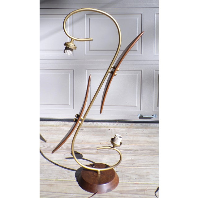 Vintage Mid Century Modern Sculptural Walnut Table Lamp Japan 1960's For Sale - Image 9 of 15
