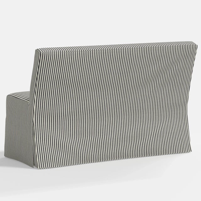 Textile Stoffer Home x Cloth & Company Lindy Slipcover Dining Banquette in Jane Stripe Carbon For Sale - Image 7 of 7